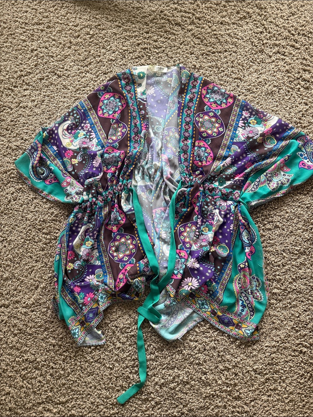 Umgee Purple & Teal Floral Paisley Swim Coverup